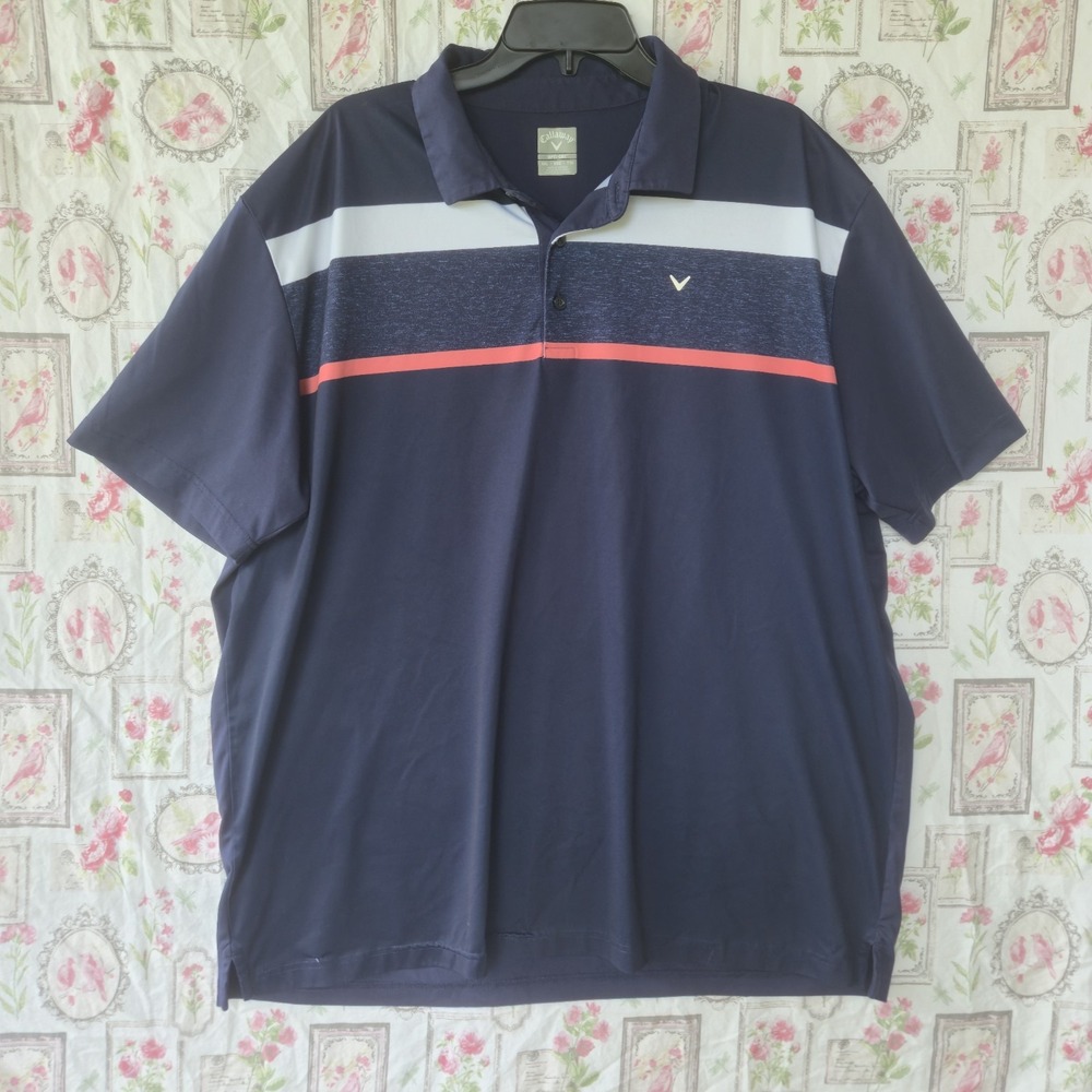 Callaway Polo Shirt Mens 2XL‎ XXL Blue Navy Opti Dri Performance Golf